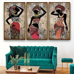 The Art House Brown 3 Pieces Tribal Wall Art Paintings-image-33