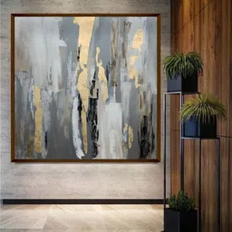 The Art House Grey & Gold Toned  Abstract Wooden Painting Wall Art-image-15