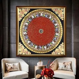 The Art House Orange & Gold Toned Abstract Wooden Framed Painting Wall Art-image-7