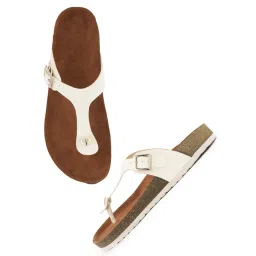 MOZAFIA White Gloss Buckle Casual Sandals image 4