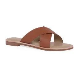 CAMLEE COMFORT Zen Classic Tan Cross-Strap Slide Flats-picture-27