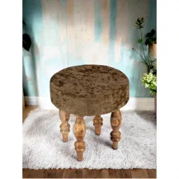 Ikiriya Roswell Sheesham Wood Contemporary Stool Green Sparkle Velvet Teak Finish (1 Year Warranty)-picture-36