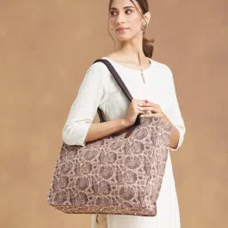 fabindia fashion Fabindia Brown Cotton Tote Bag-picture-11
