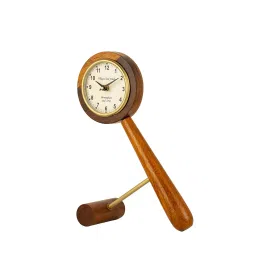 ARTYPILLAR 12In Height Sheesham Wood Hammer Design Table Clock with 4In Dome Glass Dial image 3