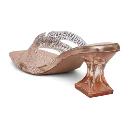 Sherrif Shoes Women Rose Gold Sandal Heels image 4