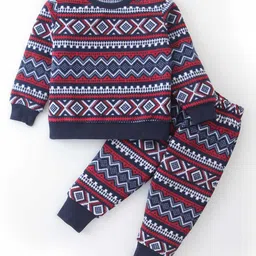 CrayonFlakes Girls Geometric Printed Round Neck Long Sleeve Top With Jogger-picture-43
