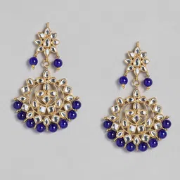 Peora Gold-Plated Blue Kundan Studded Choker Jewellery Set image 4