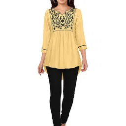 sanjana  silk SANJANASILK Floral Embroidered Gathered Detail A-Line Top-picture-11