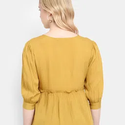 V-Mart V-Neck Puff Sleeves Gathers Peplum Top image 2