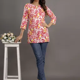Shedika Floral Print Keyhole Neck Top image 5