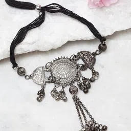 Moedbuille Brass Silver-Plated Oxidised Necklace-picture-47