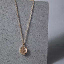 Accessorize Gold-Plated Moonstone Circle Leaf Pendant Necklace-picture-23