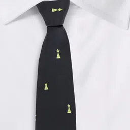 The Tie Hub Black & Yellow Woven Design Broad Tie image 5