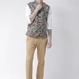 Hangup Men Printed Nehru Jacket image 5