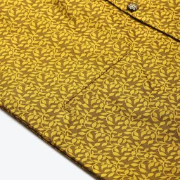 Sojanya Men Mustard Yellow & Charcoal Black Jacquard Woven Design Nehru Jacket image 2