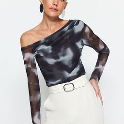 Trendyol Tie & Dye One Shoulder Net Top-picture-8