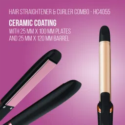HAVELLS HC4055 2-in-1 Hair Straightener & Curler with Plate Lock Function (Floating Ceramic Coated Plates, Black & Chrome) image 5