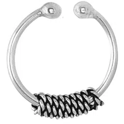 Abhooshan 92.5 Sterling Silver Oxidised Press On Nose Ring image 2