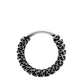 Abhooshan 92.5 Sterling Oxidized Silver Ring Nosepin image 4