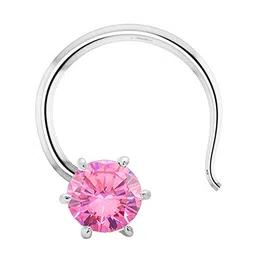parnika (Formerly MJ) Solitaire CZ Small Size Piercing Silver Nose Pin in Pure 92.5 Sterling Silver for Girls/Women image 1
