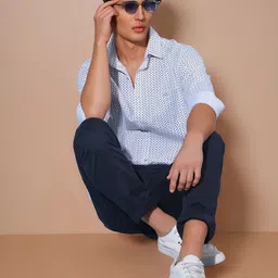 Crimsoune Club Classic Micro Ditsy Printed Cotton Slim Fit Opaque Casual Shirt-picture-24