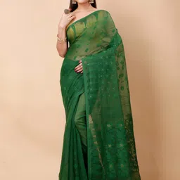 Ruuprekha Ethnic Motifs Linen Blend Jamdani Saree-picture-40