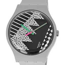 Swatch Unisex Black Printed Dial & Grey Ceramic Straps Water Resistant Analogue Watch SO32M102-picture-30