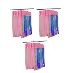 atorakushon Set Of 18 Pink Textured Hanging Saree Covers image 4