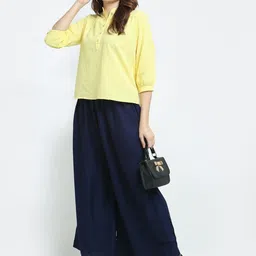 TAG 7 Women Navy Blue Flared Ethnic Palazzos image 3