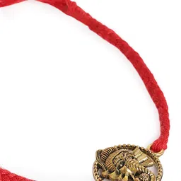 EL REGALO Lord Ganesh Charm Detail Rakhi With Roli Rice & Greeting Card image 4