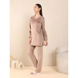 Sweet Dreams Women Kurti With Pyjama Beige image 2