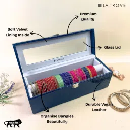 La Trove Premium Single Rod Bangle Organizer Box Blue image 2