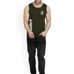 SLOWLORIS Pack Of 2 Printed Bio-Wash Gym Vests SL26 (PEACOCK KEEP) (OLIVE ADV) image 4