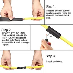 ART IFACT 50 Meters Heat Shrink Tubes: 5 Meter each 1mm, 1.5mm, 2mm, 3mm, 4mm, 4.5mm, 5mm, 6mm, 8mm and 10mm Polyolefin 2:1 Sleeve for Wrap - Black (50 meters Black) image 3