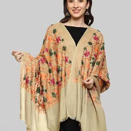indie picks Women Embroidered Shawl with Fringes image 1