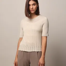 only Women Regular Fit Round-Neck Top image 1