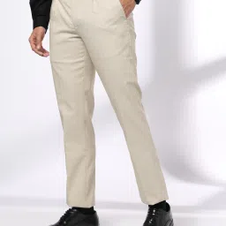 john players Men Slim Fit Flat-Front Trousers image 1