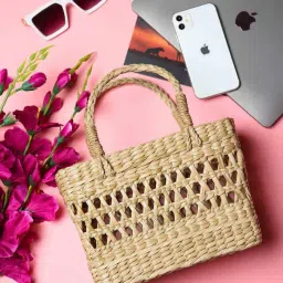 habere india Multipurpose Handcrafted Grass Storage Basket image 1