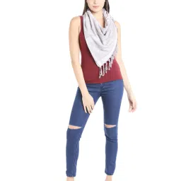 style quotient Checked Scarf with Fringes image 1
