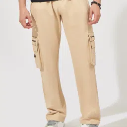 maniac Men Straight Track Pants with Drawstring Waist image 1
