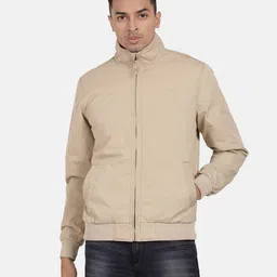 t-base Men Zip-Front Regular Fit Bomber Jacket with Side Pockets image 1
