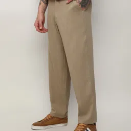 campus sutra Men Relaxed Fit Flat-Front Trousers image 1