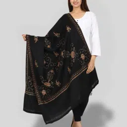 swi stylish Women Embroidered Shawl with Frayed Hem image 1