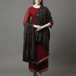 indie picks Kani Floral Woven Shawl with Fringed Hems image 1