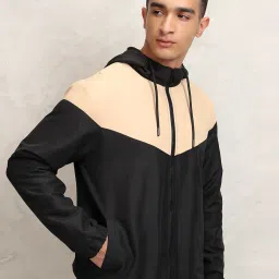 ketch Men Colourblock Regular Fit Bomber Jacket with Hoodie image 1