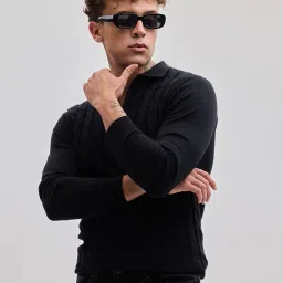 snitch Men Textured Slim Fit Polo T-shirt image 1