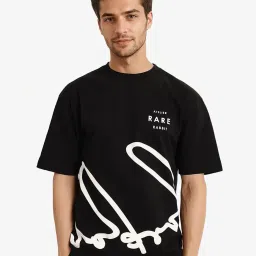 rare rabbit Men Graphic Oversized Fit T-shirt image 1