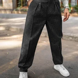 maniac Men Pleated Baggy Fit Trousers image 1