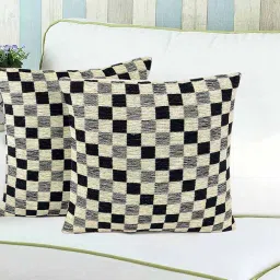 saral home Pack of 2 Checked Cushion Covers 16" x 16" image 1