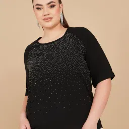 styli Women Plus Size Embellished Raglan Sleeves Top image 1